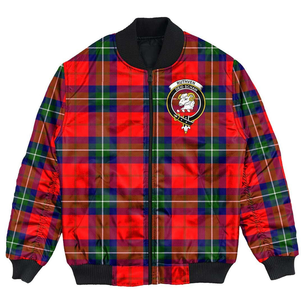 Clan Ruthven Modern Tartan Crest Bomber Jacket AE35 Ruthven Modern Tartan Tartan Bomber Jacket