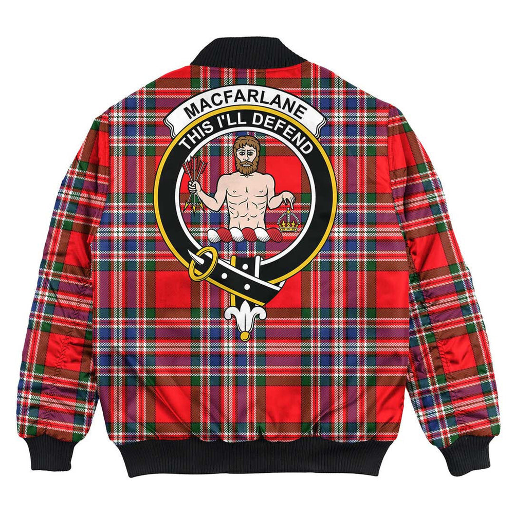 Clan MacFarlane Modern Tartan Crest Bomber Jacket JO33 MacFarlane Modern Tartan Tartan Bomber Jacket