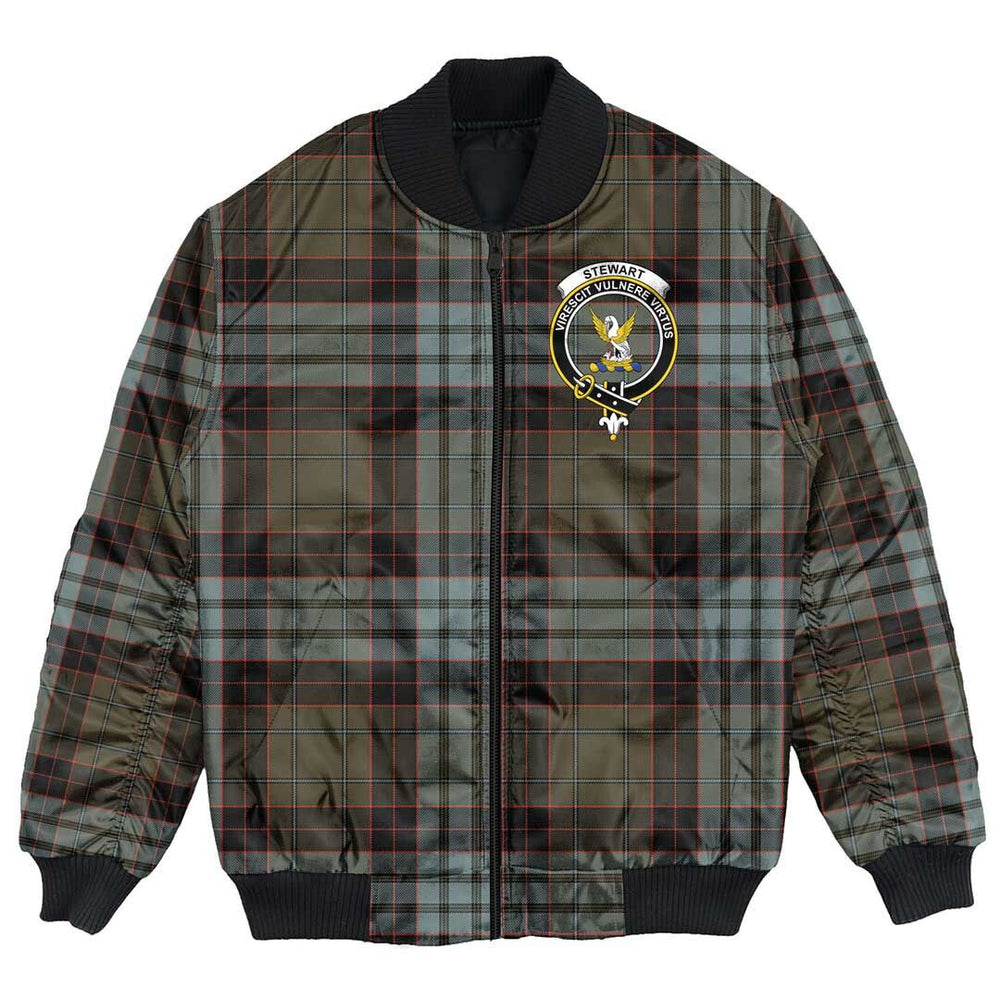 Clan Stewart Old Weathered Tartan Crest Bomber Jacket HN32 Stewart Old Weathered Tartan Tartan Bomber Jacket
