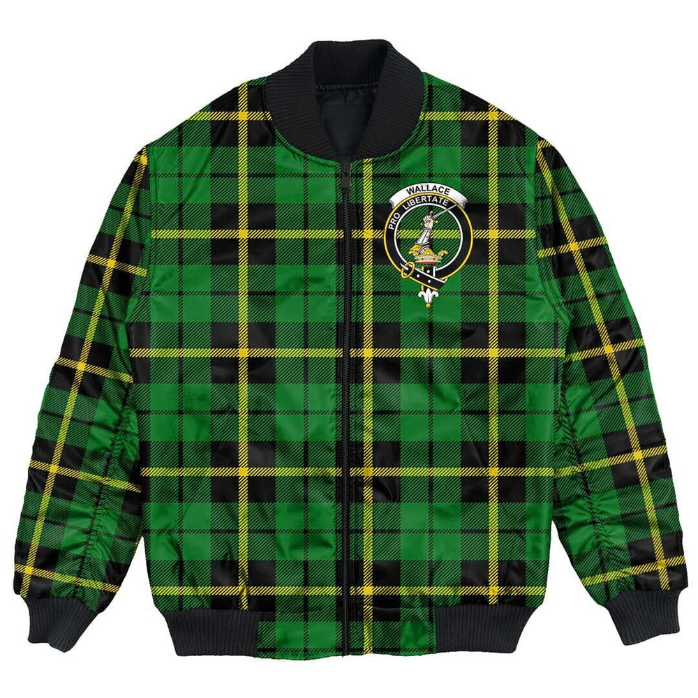 Clan Wallace Hunting Green Tartan Crest Bomber Jacket VC44 Wallace Hunting Green Tartan Tartan Bomber Jacket