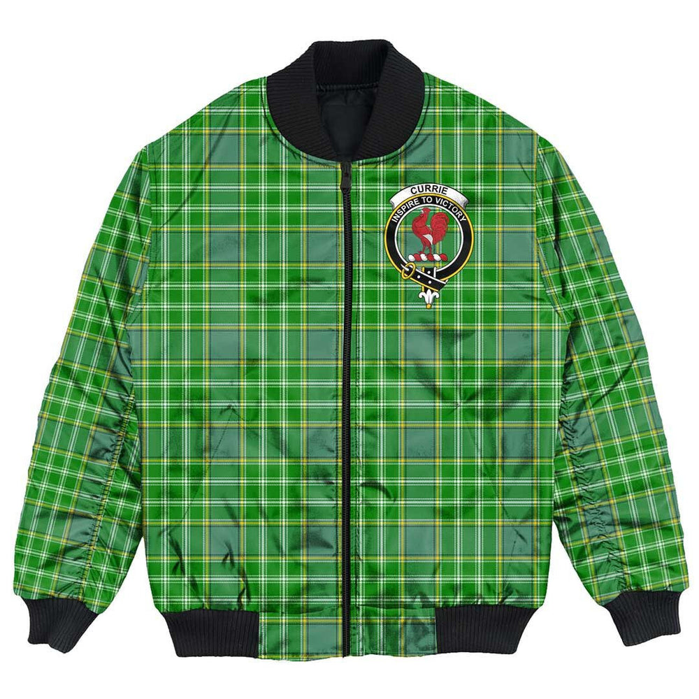 Clan Currie Tartan Crest Bomber Jacket EL85 Currie Tartan Tartan Bomber Jacket
