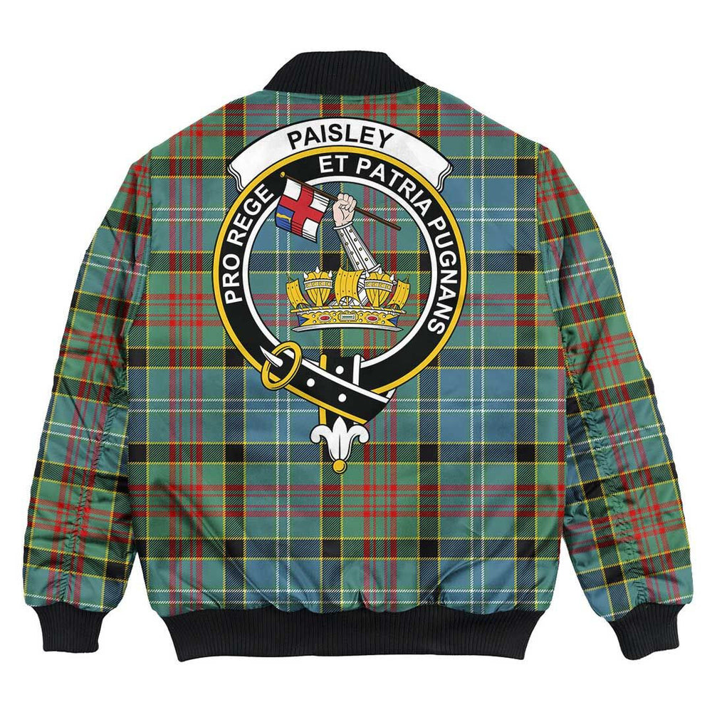 Clan Paisley District Tartan Crest Bomber Jacket ZQ68 Paisley District Tartan Tartan Bomber Jacket