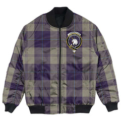 Clan Cunningham Dress Blue Dancers Tartan Crest Bomber Jacket BZ12 Cunningham Dress Blue Dancers Tartan Tartan Bomber Jacket