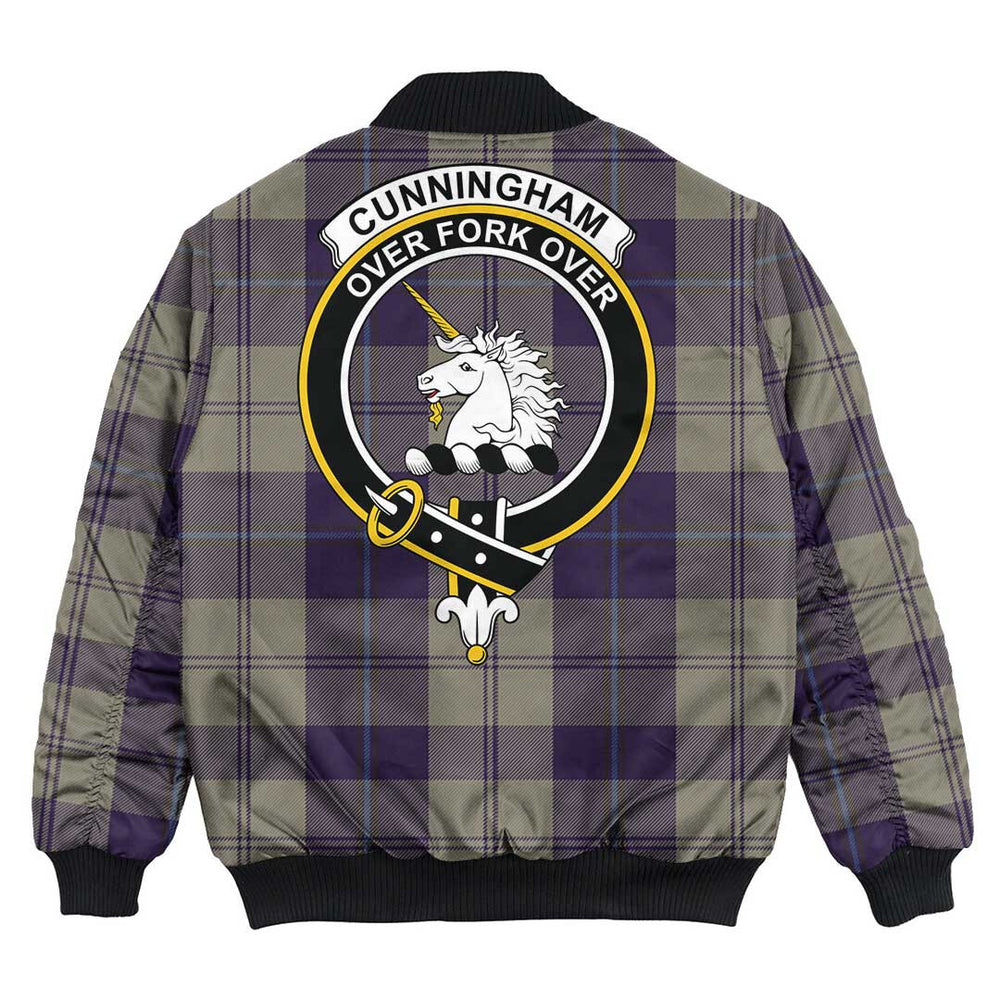 Clan Cunningham Dress Blue Dancers Tartan Crest Bomber Jacket BZ12 Cunningham Dress Blue Dancers Tartan Tartan Bomber Jacket