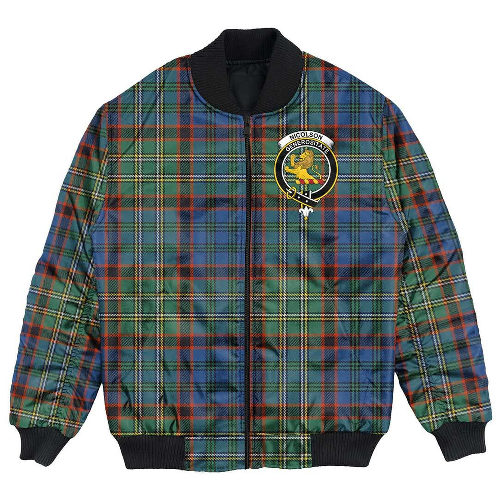 Clan Nicolson Hunting Ancient Tartan Crest Bomber Jacket KA35 Nicolson Hunting Ancient Tartan Tartan Bomber Jacket