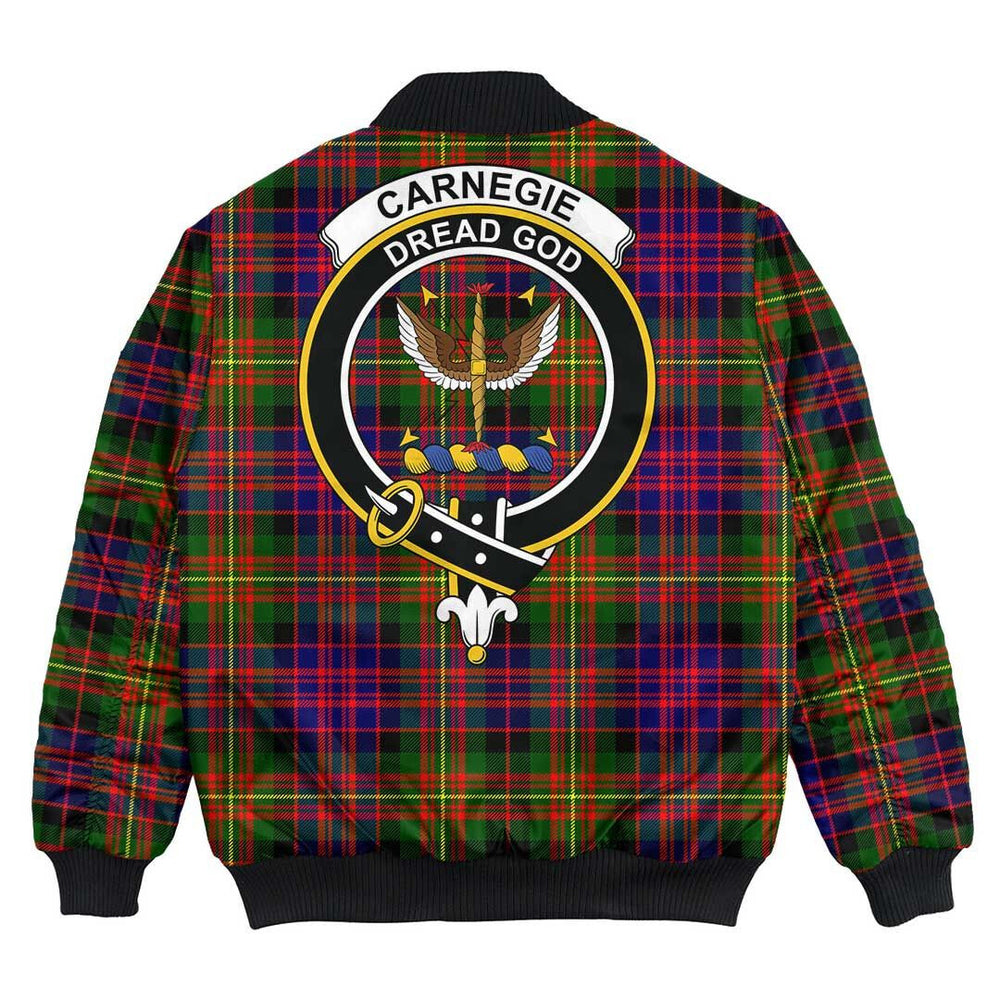 Clan Carnegie Modern Tartan Crest Bomber Jacket IC85 Carnegie Modern Tartan Tartan Bomber Jacket