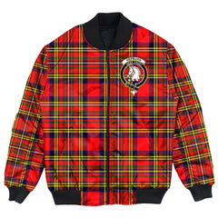 Clan Hepburn Tartan Crest Bomber Jacket PU52 Hepburn Tartan Tartan Bomber Jacket