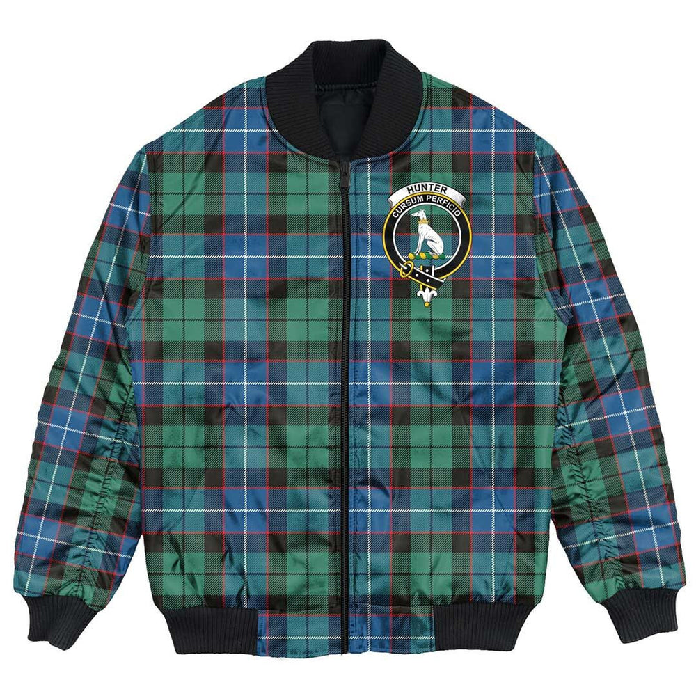 Clan Hunter Ancient Tartan Crest Bomber Jacket TE13 Hunter Ancient Tartan Tartan Bomber Jacket