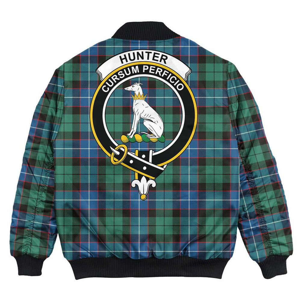 Clan Hunter Ancient Tartan Crest Bomber Jacket TE13 Hunter Ancient Tartan Tartan Bomber Jacket
