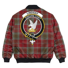 Clan Lindsay Weathered Tartan Crest Bomber Jacket EN57 Lindsay Weathered Tartan Tartan Bomber Jacket