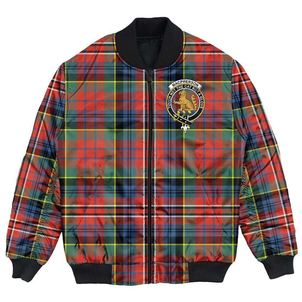 Clan MacPherson Ancient Tartan Crest Bomber Jacket TT30 MacPherson Ancient Tartan Tartan Bomber Jacket