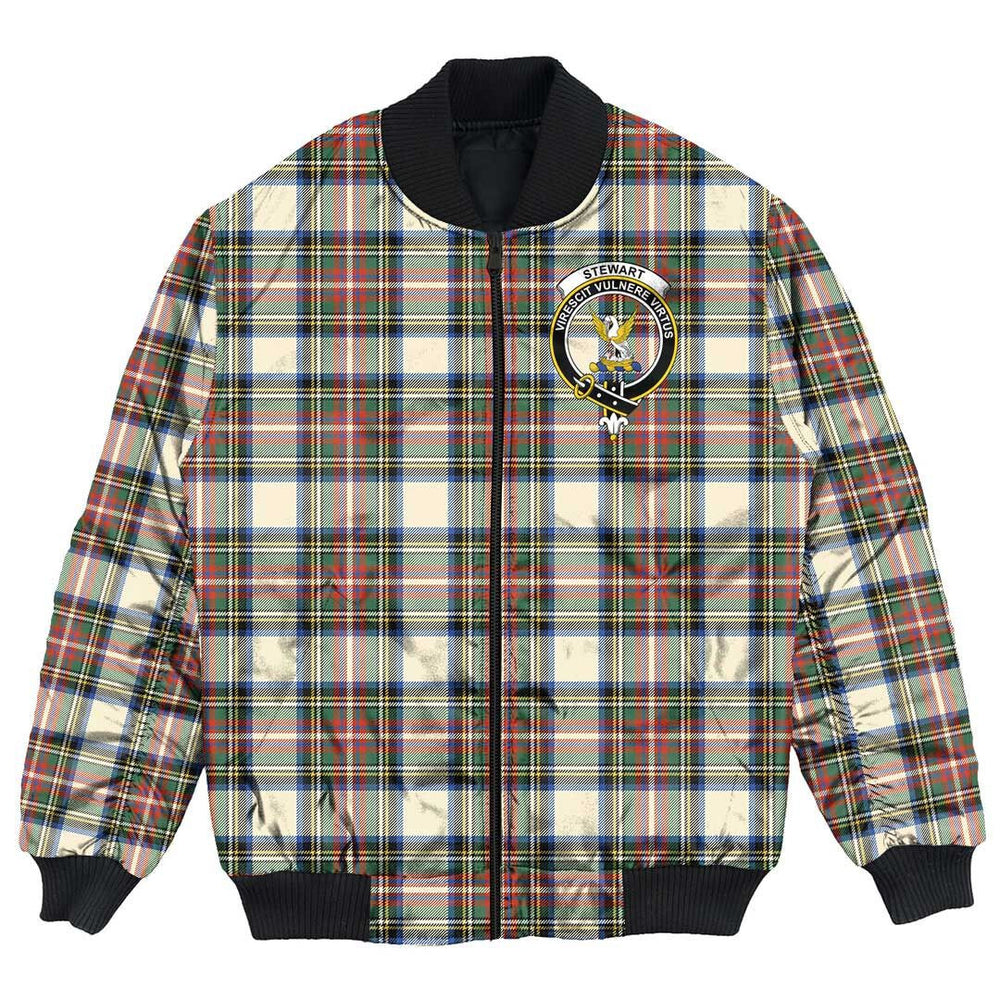Clan Stewart Dress Ancient Tartan Crest Bomber Jacket EN37 Stewart Dress Ancient Tartan Tartan Bomber Jacket