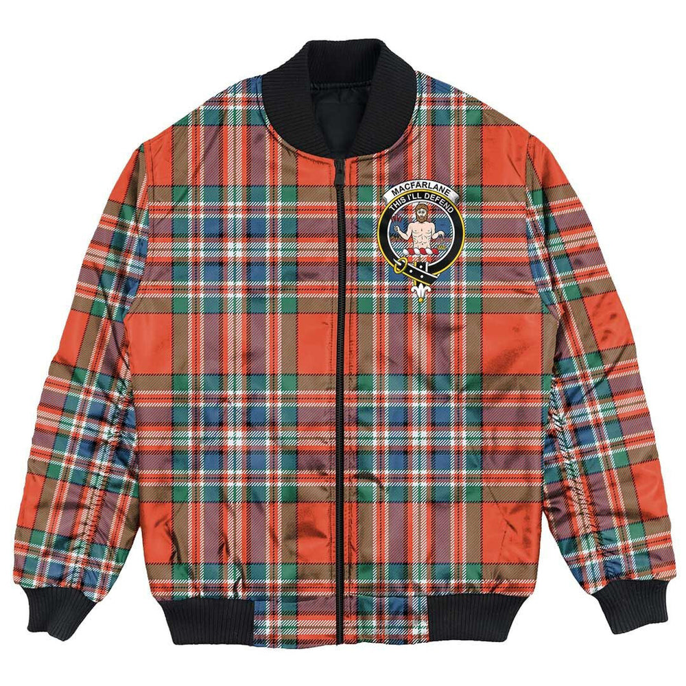 Clan MacFarlane Ancient Tartan Crest Bomber Jacket XW13 MacFarlane Ancient Tartan Tartan Bomber Jacket