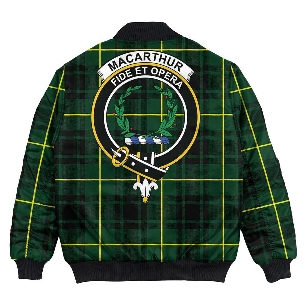Clan MacArthur Modern Tartan Crest Bomber Jacket JP40 MacArthur Modern Tartan Tartan Bomber Jacket