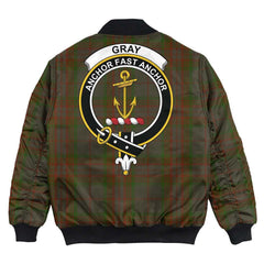 Clan Gray Tartan Crest Bomber Jacket HO39 Gray Tartan Tartan Bomber Jacket