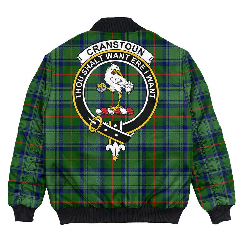 Clan Cranstoun Tartan Crest Bomber Jacket ZF50 Cranstoun Tartan Tartan Bomber Jacket