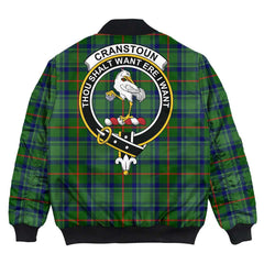 Clan Cranstoun Tartan Crest Bomber Jacket ZF50 Cranstoun Tartan Tartan Bomber Jacket