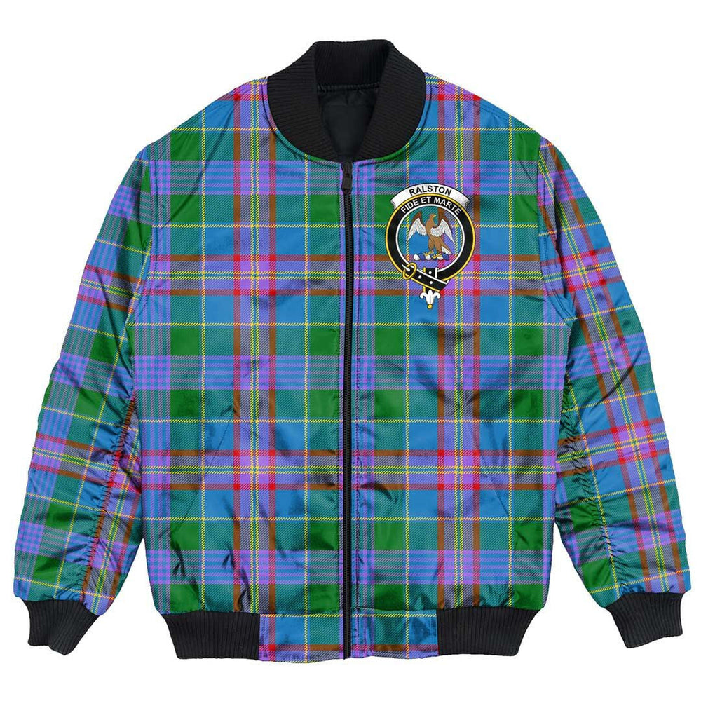 Clan Ralston Tartan Crest Bomber Jacket VZ69 Ralston Tartan Tartan Bomber Jacket