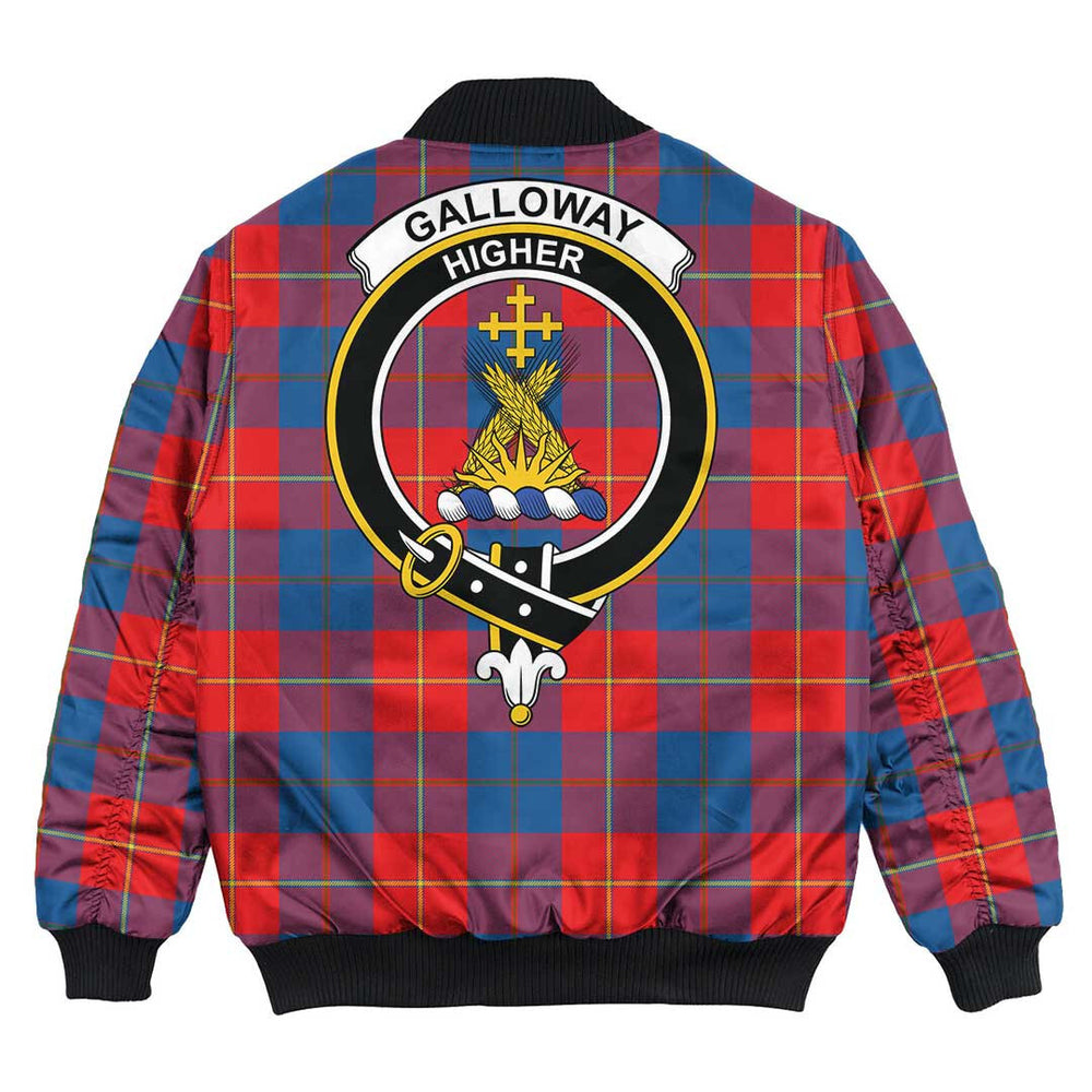 Clan Galloway Red Tartan Crest Bomber Jacket CI98 Galloway Red Tartan Tartan Bomber Jacket