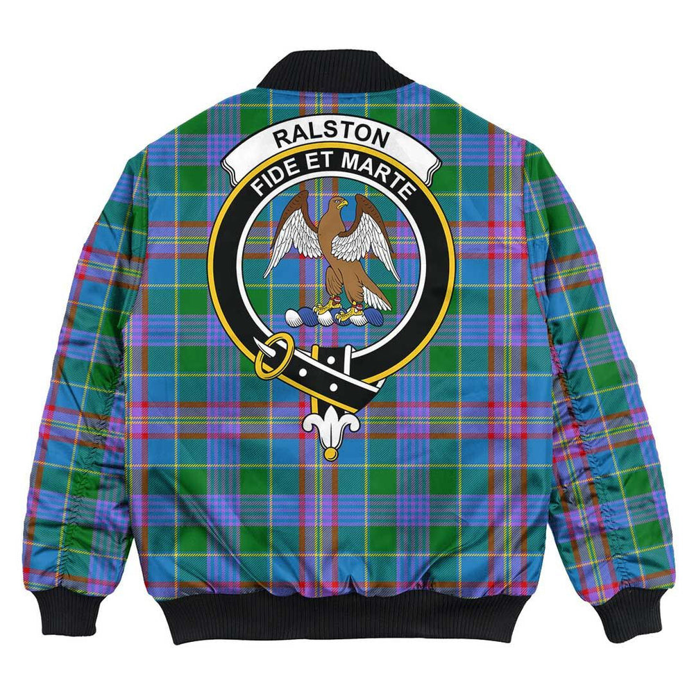 Clan Ralston Tartan Crest Bomber Jacket VZ69 Ralston Tartan Tartan Bomber Jacket
