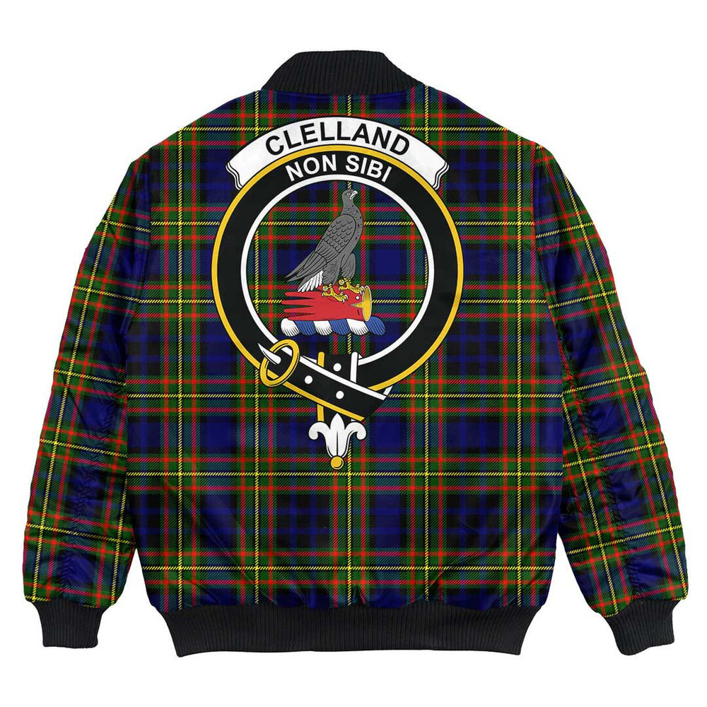 Clan Clelland Modern Tartan Crest Bomber Jacket MH46 Clelland Modern Tartan Tartan Bomber Jacket