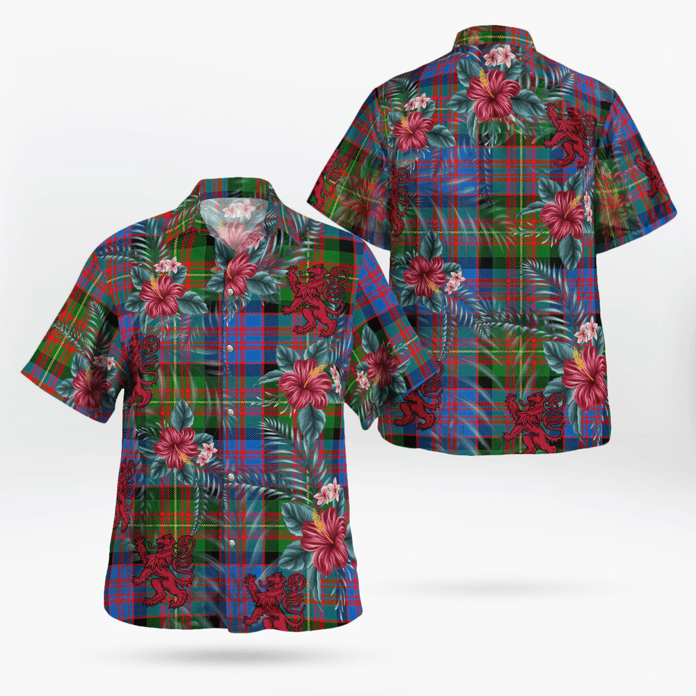 Clan Carnegie Ancient Tartan Scottish Lion Hawaiian Shirt RT38 Carnegie Ancient Tartan Tartan Hawaii Shirt