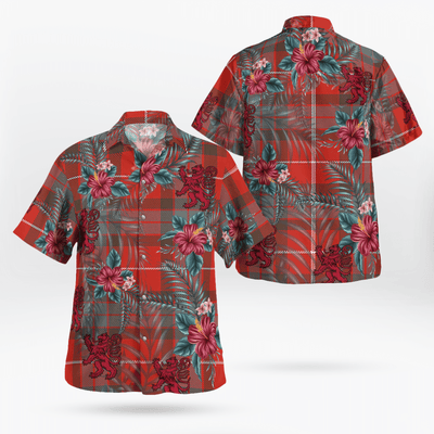 Clan Fraser Weathered Tartan Scottish Lion Hawaiian Shirt ZS15