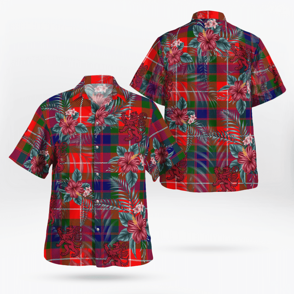 Clan Fraser Lovat Modern Tartan Scottish Lion Hawaiian Shirt YN11 Fraser Lovat Modern Tartan Tartan Hawaii Shirt