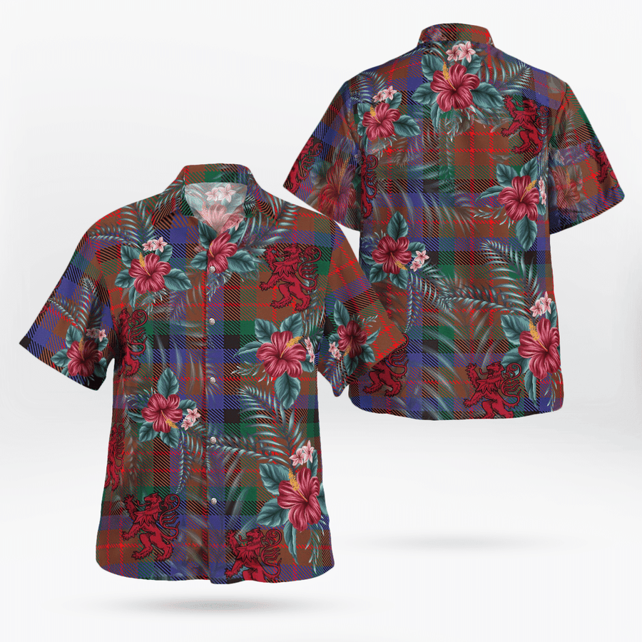 Clan MacDuff Hunting Modern Tartan Scottish Lion Hawaiian Shirt AS30 MacDuff Hunting Modern Tartan Tartan Hawaii Shirt