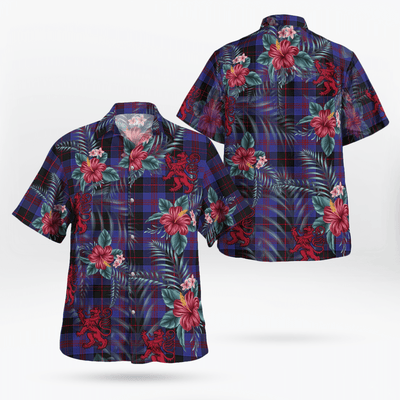 Clan Horsburgh Tartan Scottish Lion Hawaiian Shirt