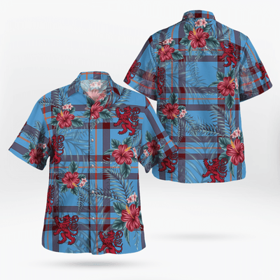 Clan Elliot Ancient Tartan Scottish Lion Hawaiian Shirt