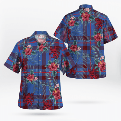 Clan Elliot Modern Tartan Scottish Lion Hawaiian Shirt