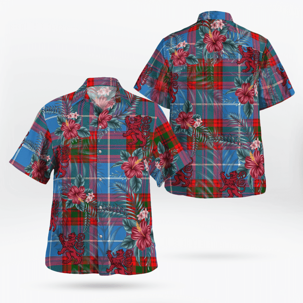 Clan Crichton District Tartan Scottish Lion Hawaiian Shirt BJ68 Crichton District Tartan Tartan Hawaii Shirt