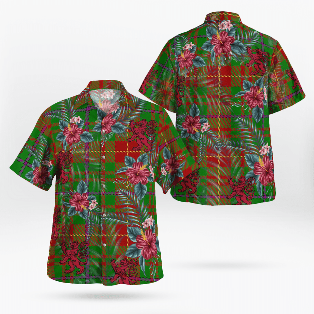 Clan Fulton Tartan Scottish Lion Hawaiian Shirt ZK79 Fulton Tartan Tartan Hawaii Shirt