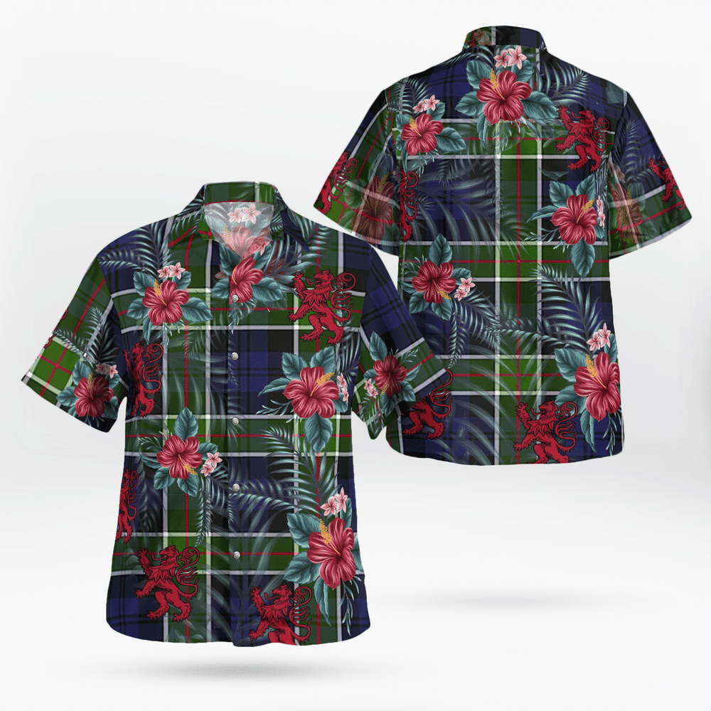 Clan Colquhoun Tartan Scottish Lion Hawaiian Shirt QR88 Colquhoun Tartan Tartan Hawaii Shirt