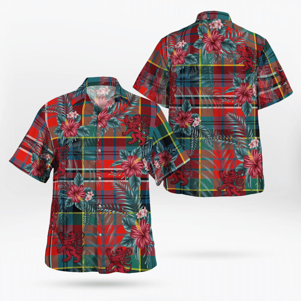 Clan MacPherson Ancient Tartan Scottish Lion Hawaiian Shirt NJ23 MacPherson Ancient Tartan Tartan Hawaii Shirt