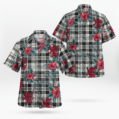 Clan Scott Black & White Ancient Tartan Scottish Lion Hawaiian Shirt AU80 Scott Black & White Ancient Tartan Tartan Hawaii Shirt
