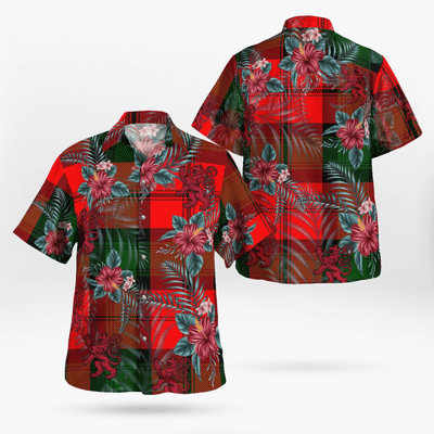 Clan Kerr Modern Tartan Scottish Lion Hawaiian Shirt AP75
