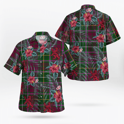 Clan Crosbie Tartan Scottish Lion Hawaiian Shirt