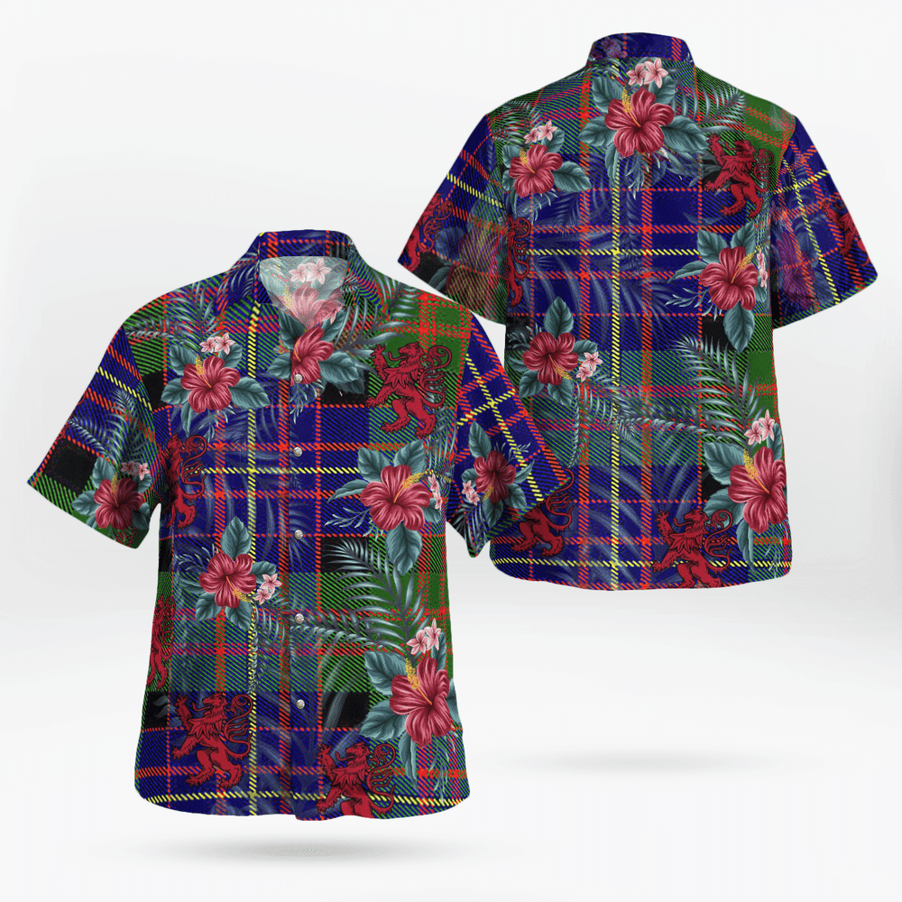 Clan Chalmer Tartan Scottish Lion Hawaiian Shirt KB79 Chalmer Tartan Tartan Hawaii Shirt