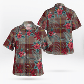 Clan Cunningham Burgundy Dancers Tartan Scottish Lion Hawaiian Shirt PC97 Cunningham Burgundy Dancers Tartan Tartan Hawaii Shirt