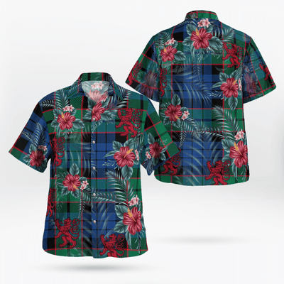 Clan Fletcher Ancient Tartan Scottish Lion Hawaiian Shirt
