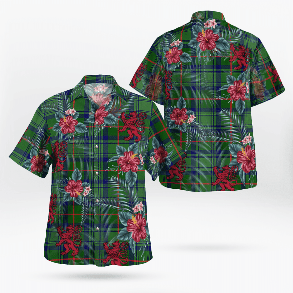 Clan Cranston Modern Tartan Scottish Lion Hawaiian Shirt TF28 Cranston Modern Tartan Tartan Hawaii Shirt