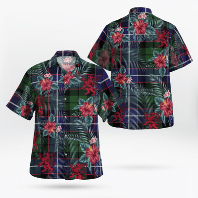 Clan Galbraith Modern Tartan Scottish Lion Hawaiian Shirt QZ53