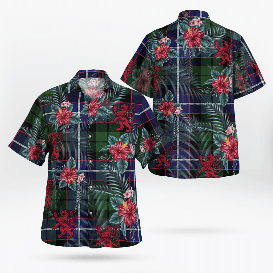 Clan Galbraith Modern Tartan Scottish Lion Hawaiian Shirt QZ53 Galbraith Modern Tartan Tartan Hawaii Shirt