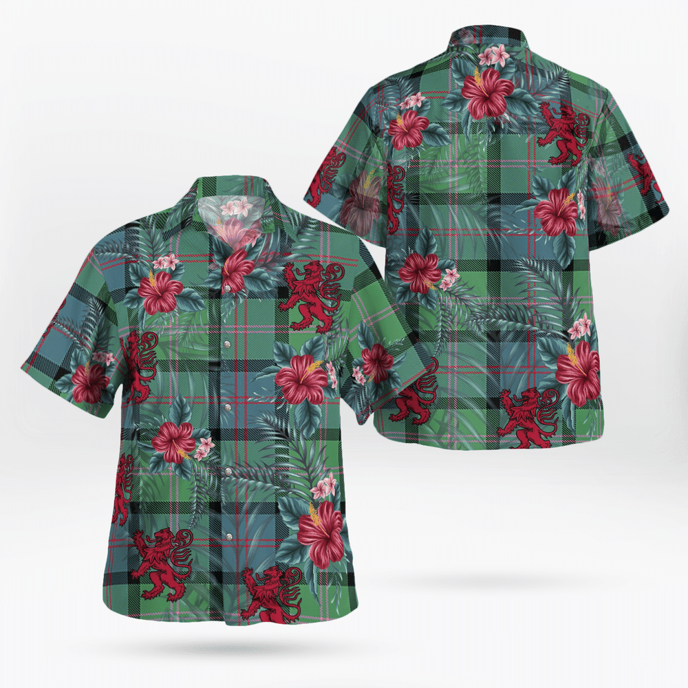 Clan MacThomas Ancient Tartan Scottish Lion Hawaiian Shirt VX45 MacThomas Ancient Tartan Tartan Hawaii Shirt