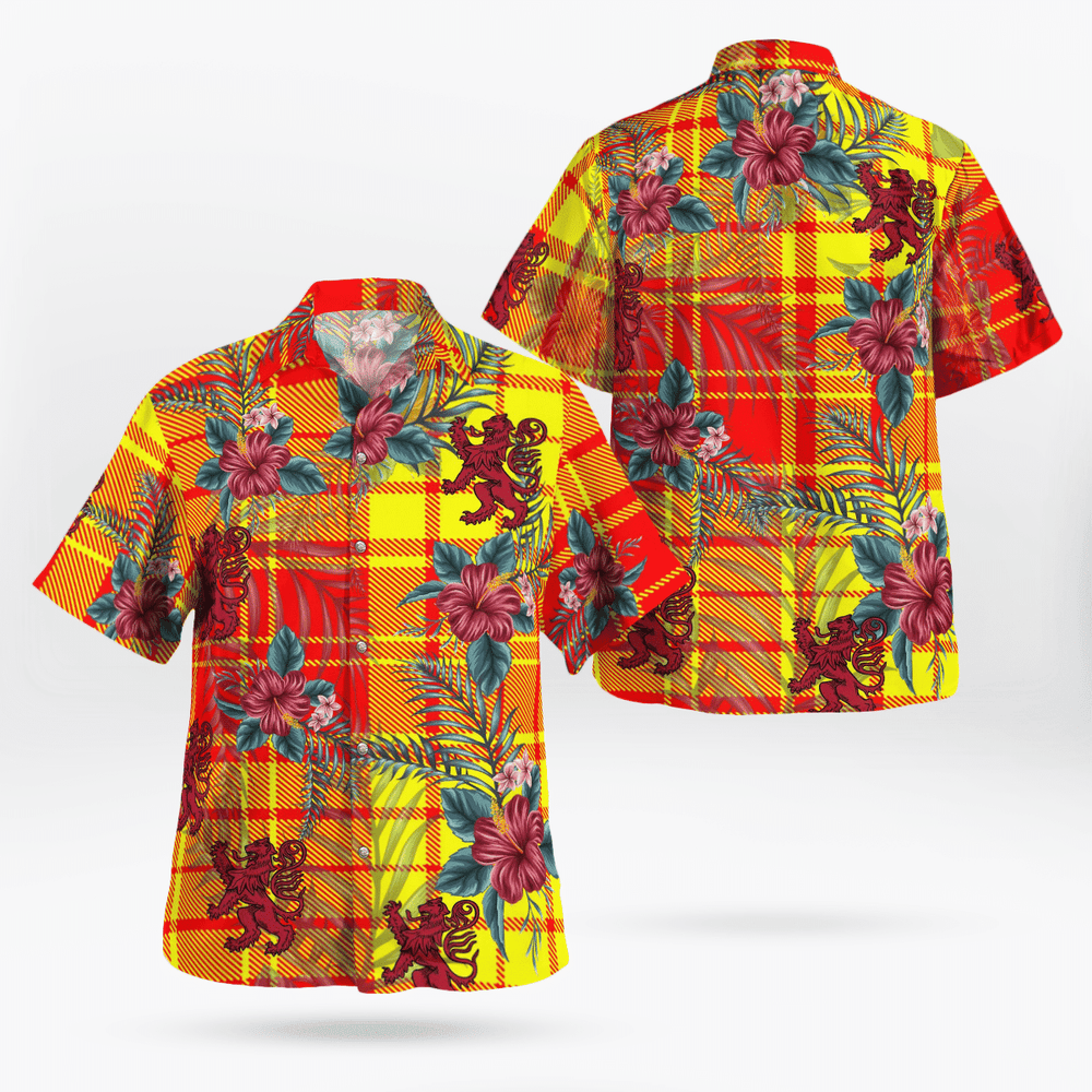 Clan MacMillan Tartan Scottish Lion Hawaiian Shirt OR26 MacMillan Tartan Tartan Hawaii Shirt