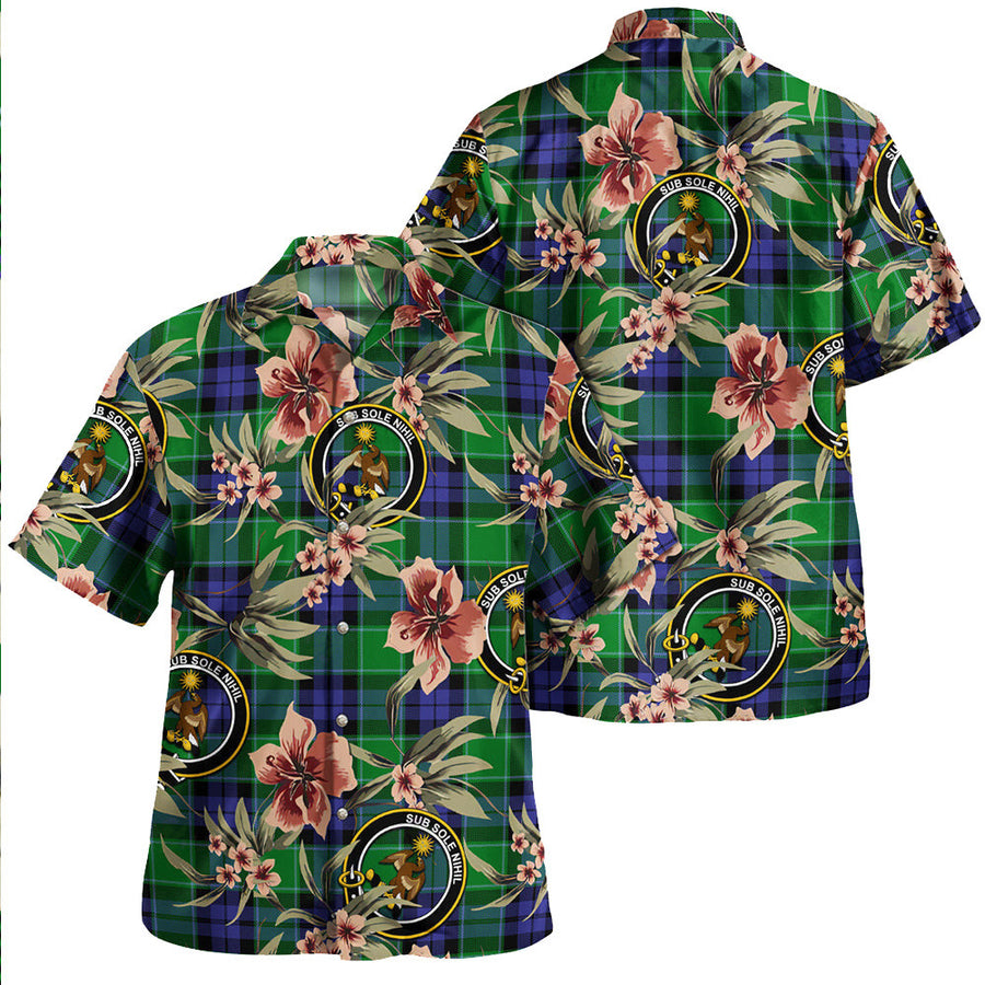 Clan Monteith Tartan Crest Badge Aloha Hawaiian Shirt Tropical Old Style