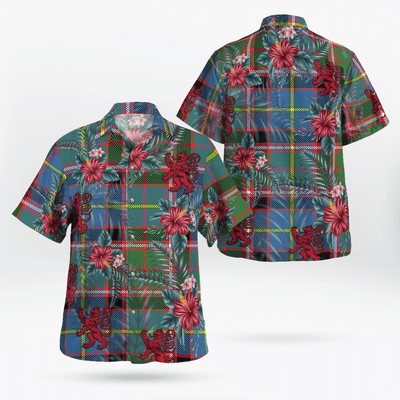 Clan Norvel (Stirling) Tartan Scottish Lion Hawaiian Shirt