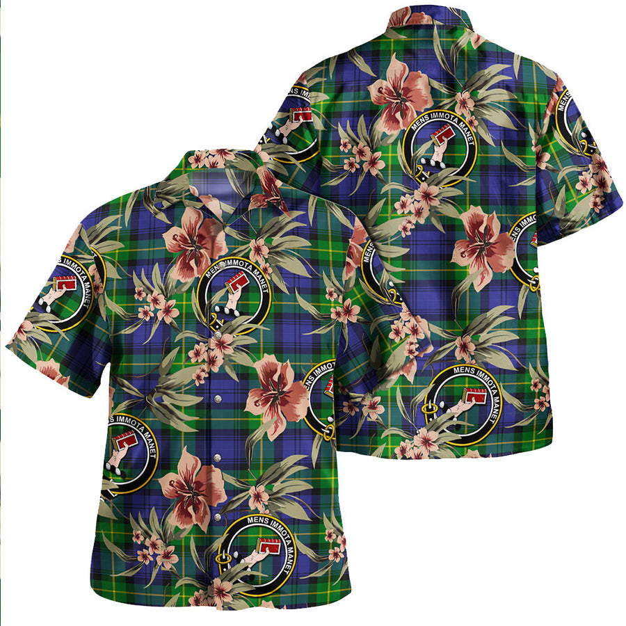 Clan Meldrum Tartan Crest Badge Aloha Hawaiian Shirt Tropical Old Style